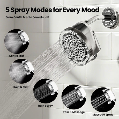 Use JOMOO 5 Spray Modes Showerhead for Every Mood(‎G001015-2C01-ID11)
