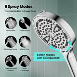Versatile Handheld Shower Head with 6 Sprays